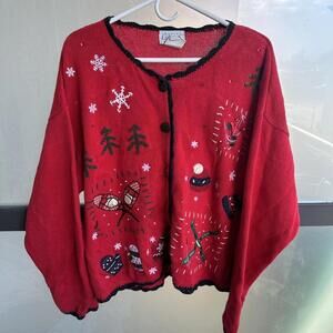 Basic Editions Women's Red Cardigan